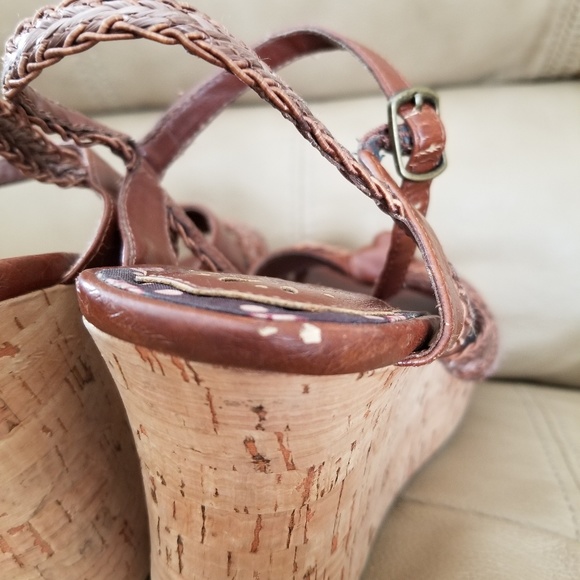 Hot Kiss Brown Wedge Buckle Sandals - Picture 8 of 8